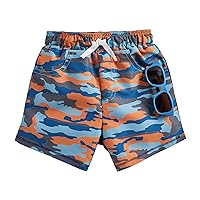 Mud Pie Boys' Camo Swim Trunks W Sunglasses