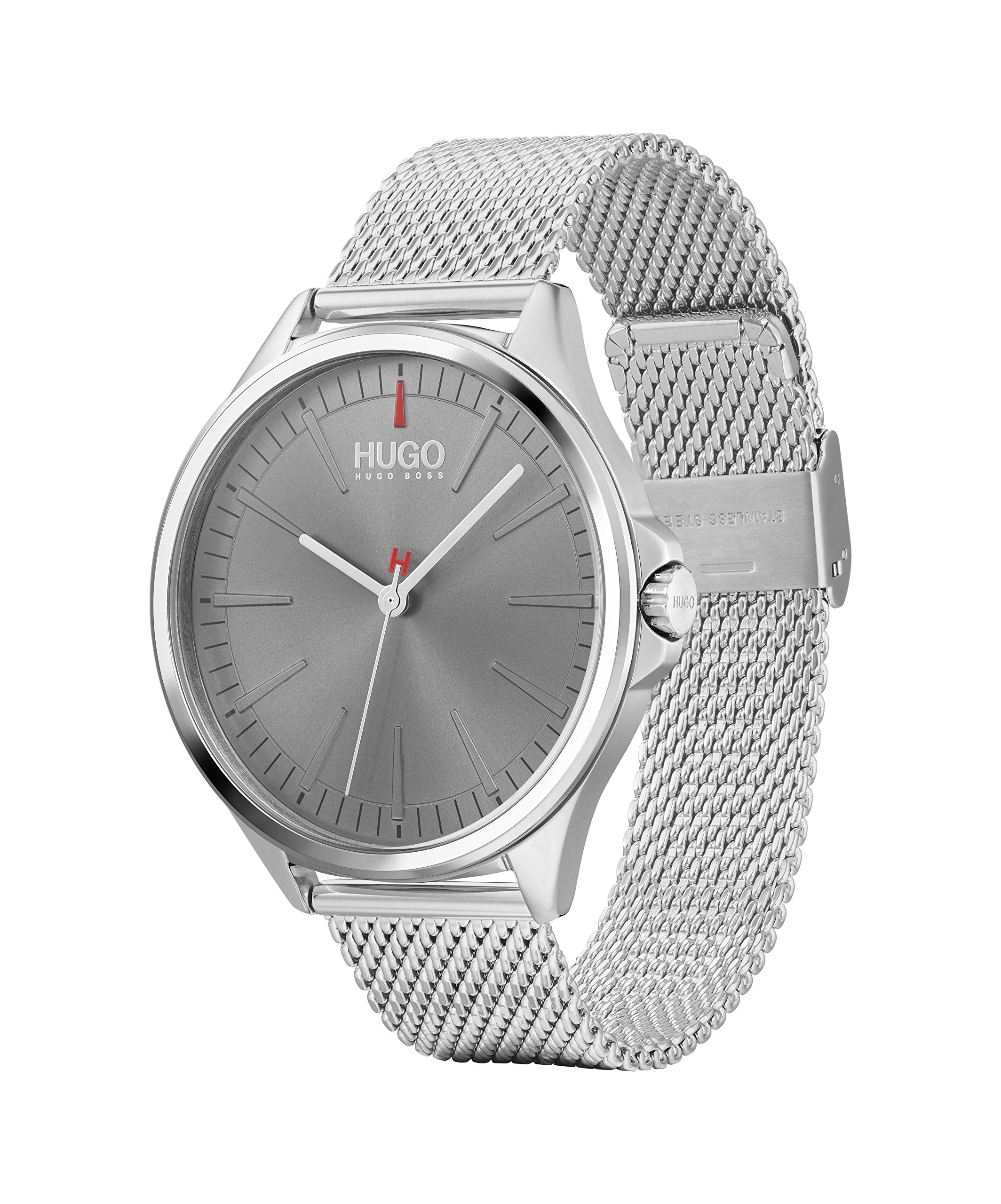 HUGO #Smash Men's Quartz Stainless Steel and Bracelet Watch, Color: Silver (Model: 1530135)