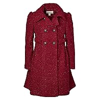 Girls? Wool Look Princess Winter Dress Pea Coat Jacket Faux Fur Collar