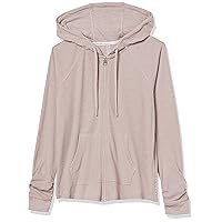 Calvin Klein Women's Tall Plus Size Ruched Long Sleeve Zip Front Hoodie, Evening Sand, X-Small