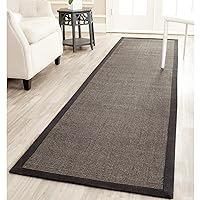 Natural Fiber Collection Accent Rug - 2' x 4', Charcoal & Charcoal, Border Sisal Design, Easy Care, Ideal for High Traffic Areas in Entryway, Living Room, Bedroom (NF441D)