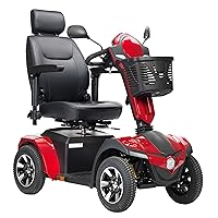 Drive Medical Panther Captain Seat 4 Wheel Heavy Duty Scooter, Red, 22 Inch