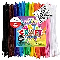 350 Pipe Cleaners in 20 Colors + 50 Googly Eyes - Chenille Stems Set for Crafts and DIY Decorations (12 Inch x 6mm)