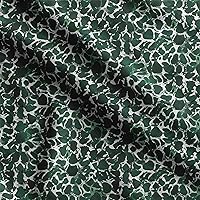 Soimoi Abstract Printed, Japan Crepe Satin Fabric, by The Yard 54 Inch Wide, Decorative Sewing Fabric for Dresses Kimonos Gowns, Green & White