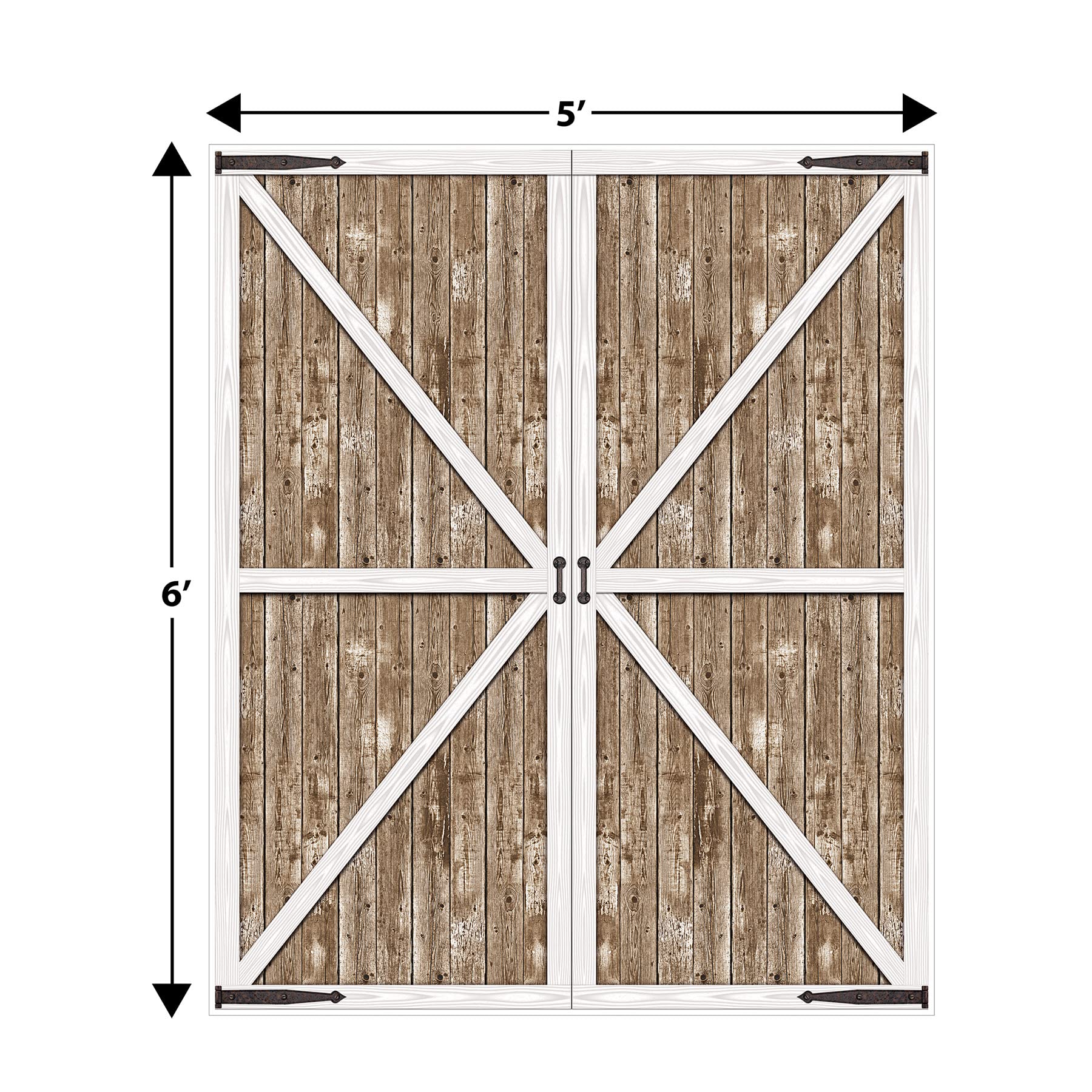 Beistle 6' x 5' Rustic Western Barn Door Photography Background Farm Theme Photo Shoot Backdrop For Birthday, Baby Showers, Wedding Day Décor, Brown/White/Black