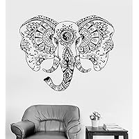 Large Vinyl Wall Decal Elephant Head Animal Tribal Ornament Stickers (ig3551) Brown