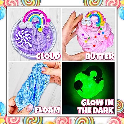 Laevo Unicorn Slime Kit - DIY Slime Making Kit - Supplies Makes Butter  Slime, Cloud Slime, Clear Slime & More Sets - Toys for 5+ Years Old  (Rainbow