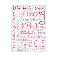 Personalized Baby Girl Blanket with Name and Monogram, Pink Receiving Swaddling Blanket