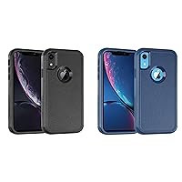 Co-Goldguard for iPhone XR Case (Black+Sea Blue), [Shockproof] [Dropproof] Non-Slip Heavy Duty Protection Phone Case Cover for iPhone XR, 6.1 inch