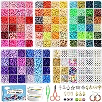 15500pcs Clay Beads Bracelet Making Kit, 96 Colors 5 Boxes Friendship Bracelet Kit for Jewelry Making, Flat Polymer Heishi Beads with Charms Gifts for Teen Girls Crafts for Girls Ages 8-12