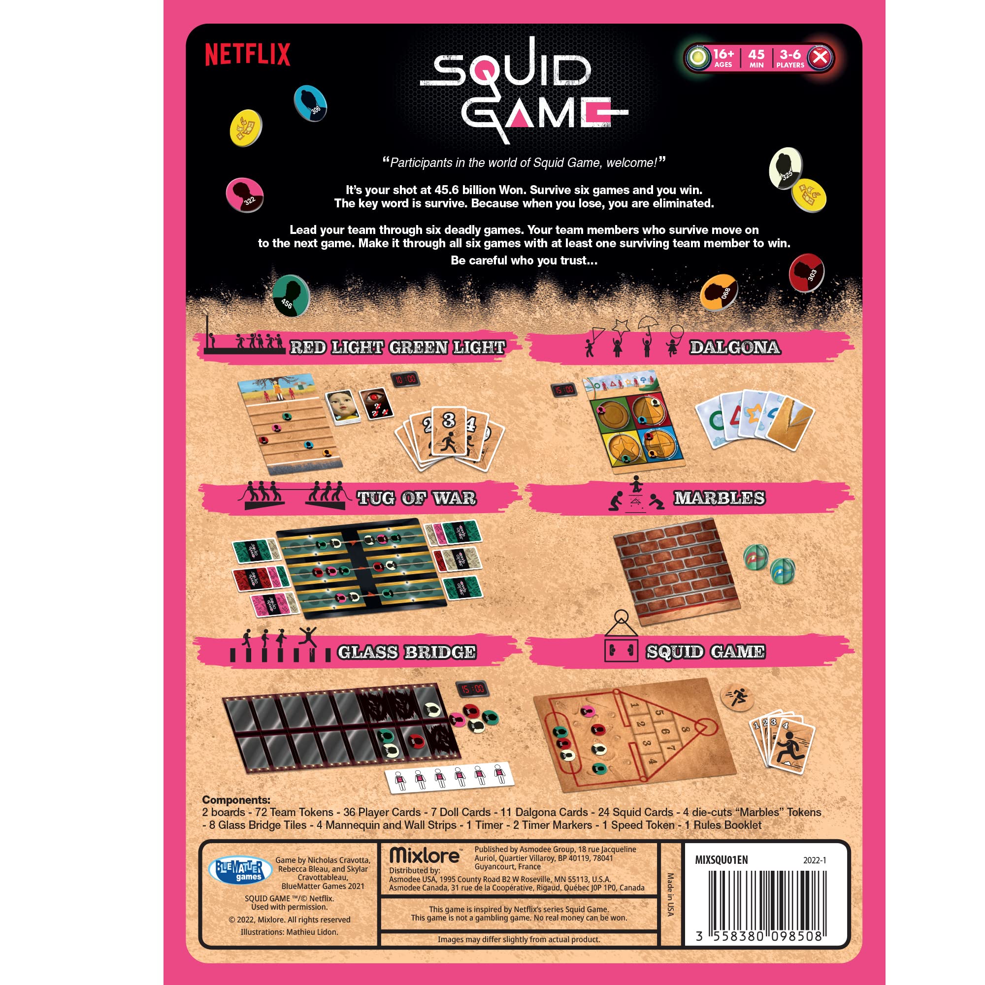 Squid Game The Board Game | Thrilling Survival Strategy Game for Adults and Teens Based on The Hit Netlix Series | Ages 16+ | 3-6 Players | Average Playtime 45 Minutes | Made by Mixlore