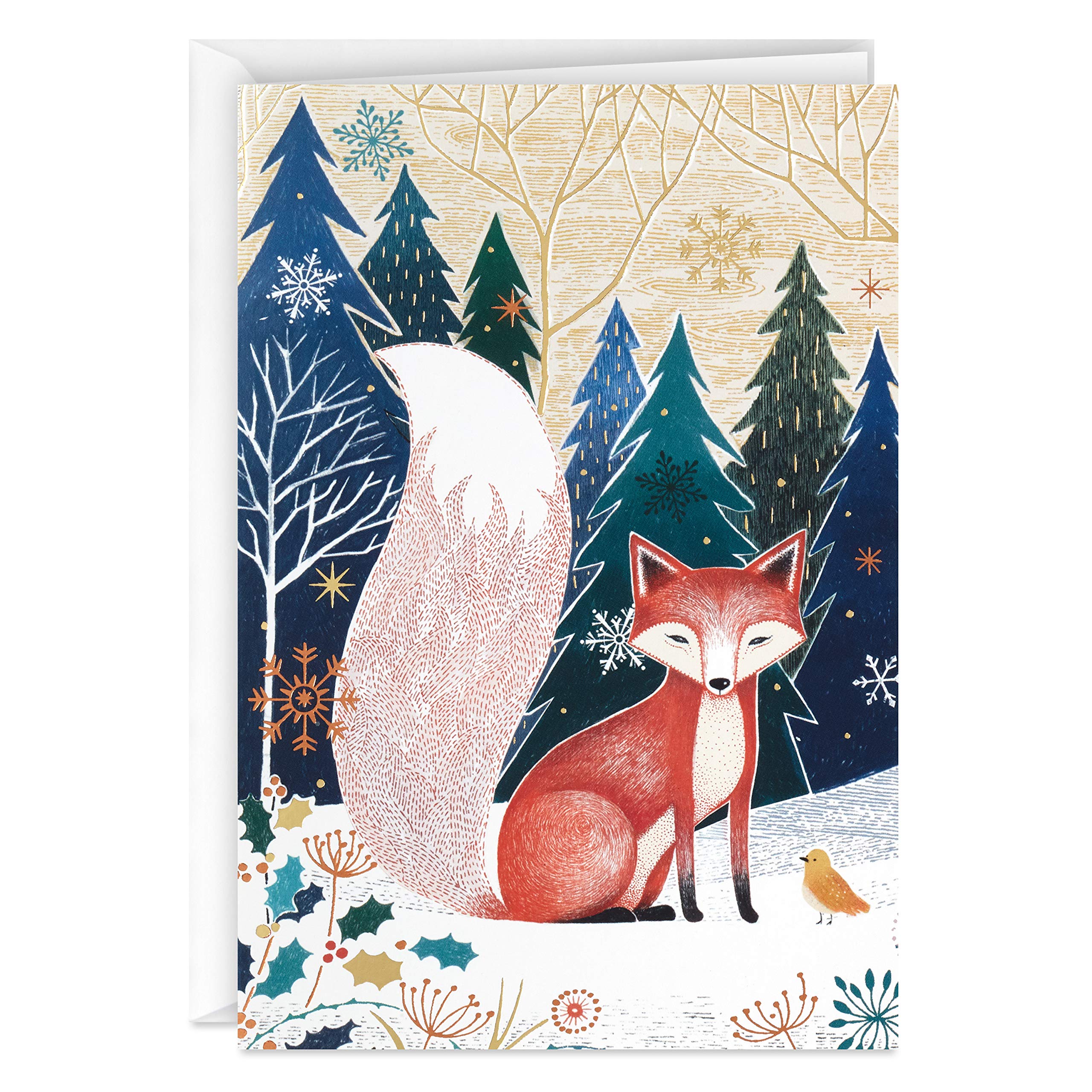 Hallmark UNICEF Boxed Christmas Cards, Folk Art Fox (12 Cards and 13 Envelopes)