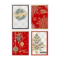 Hallmark Image Arts Boxed Christmas Cards Assortment, Classic Plaid (4 Designs, 24 Cards with Envelopes)