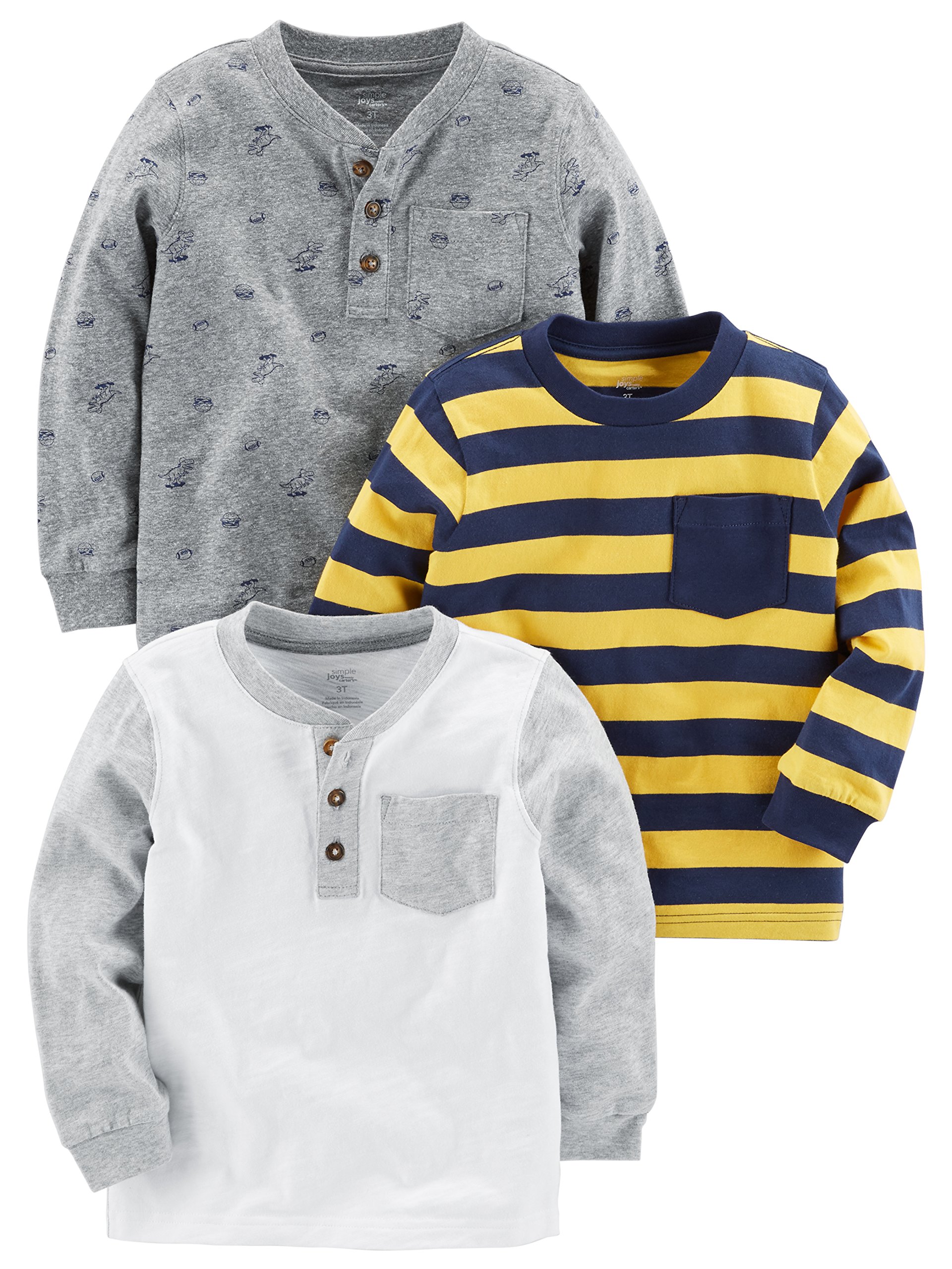 Simple Joys by Carter's Toddlers and Baby Boys' Long-Sleeve Shirt, Pack of 3