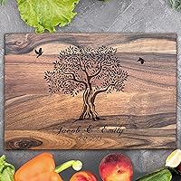 Walnut Custom Family Olive Tree Personalized Engraved Cutting Board Wedding Gift, Anniversary Gifts, Housewarming Gift Birthday Corporate
