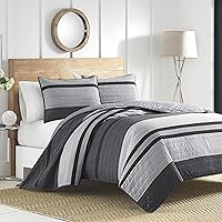 NAUTICA | Vessey Collection | 100% Cotton Reversible and Light-Weight Quilt Bedspread, Pre-Washed for Extra Comfort, Easy Care Machine Washable, King, Grey