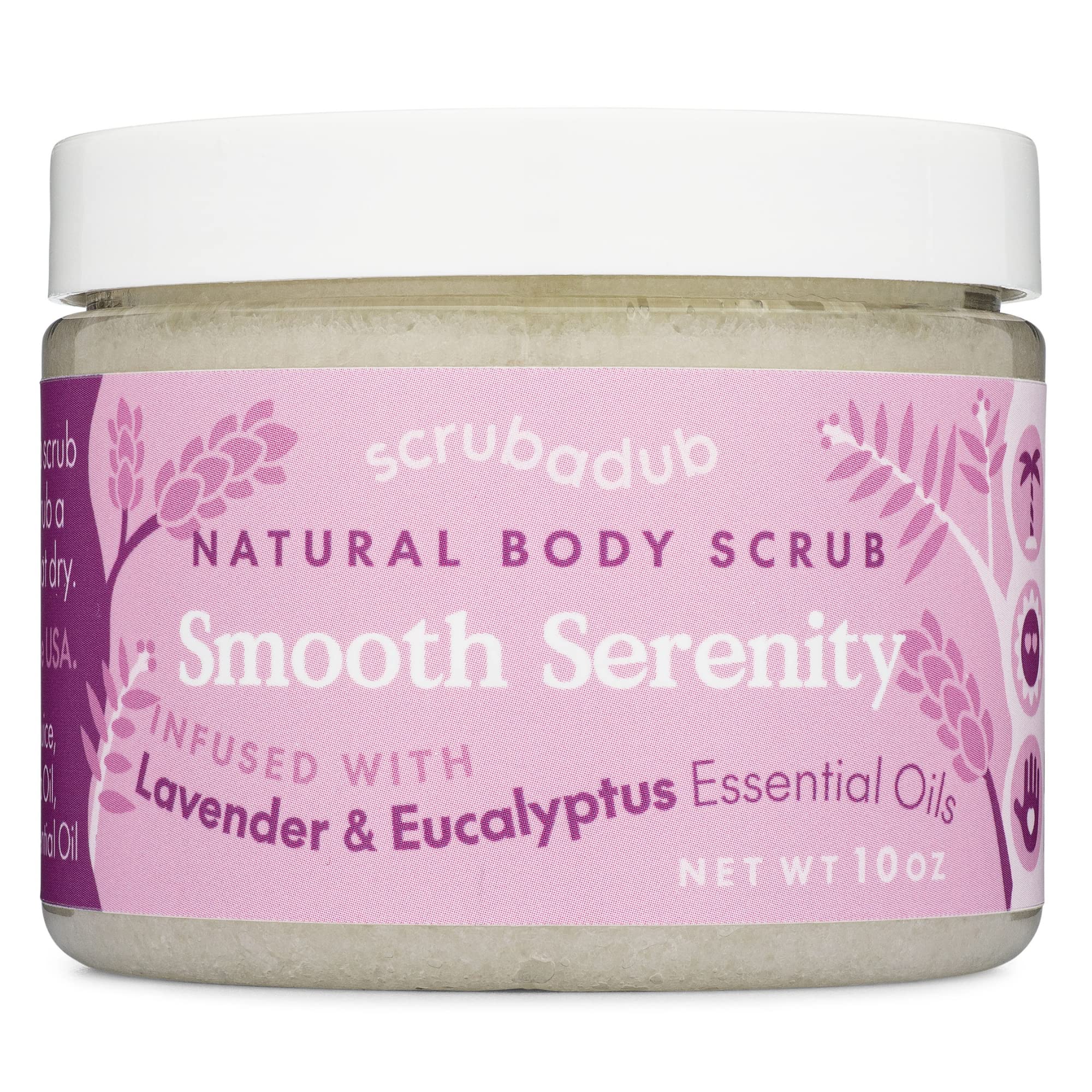 Scrubadub 10oz Lavender Eucalyptus Body Scrub | 5 Natural Ingredients | Exfoliating Scrub For Face, Hands, Feet & More | Made in USA | Sea Salt Scrub