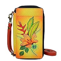 Anna by Anuschka Women's Hand-Painted Genuine Leather Smartphone Case & Wallet - Tropical Bouquet Yellow