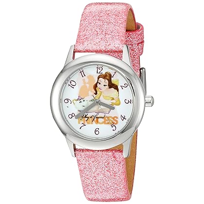 Disney The Princess & The Frog Kids' W002922 Beauty and Beast Analog Display Analog Quartz Pink Watch