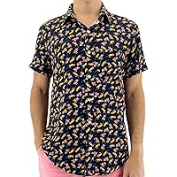 Men's Colorful Short-Sleeve Button-Down Patterned Printed Casual Shirt