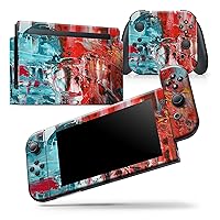 Compatible with Nintendo DSi XL - Skin Decal Protective Scratch-Resistant Removable Vinyl Wrap Cover - Red and Blue Abstract Oil Painting