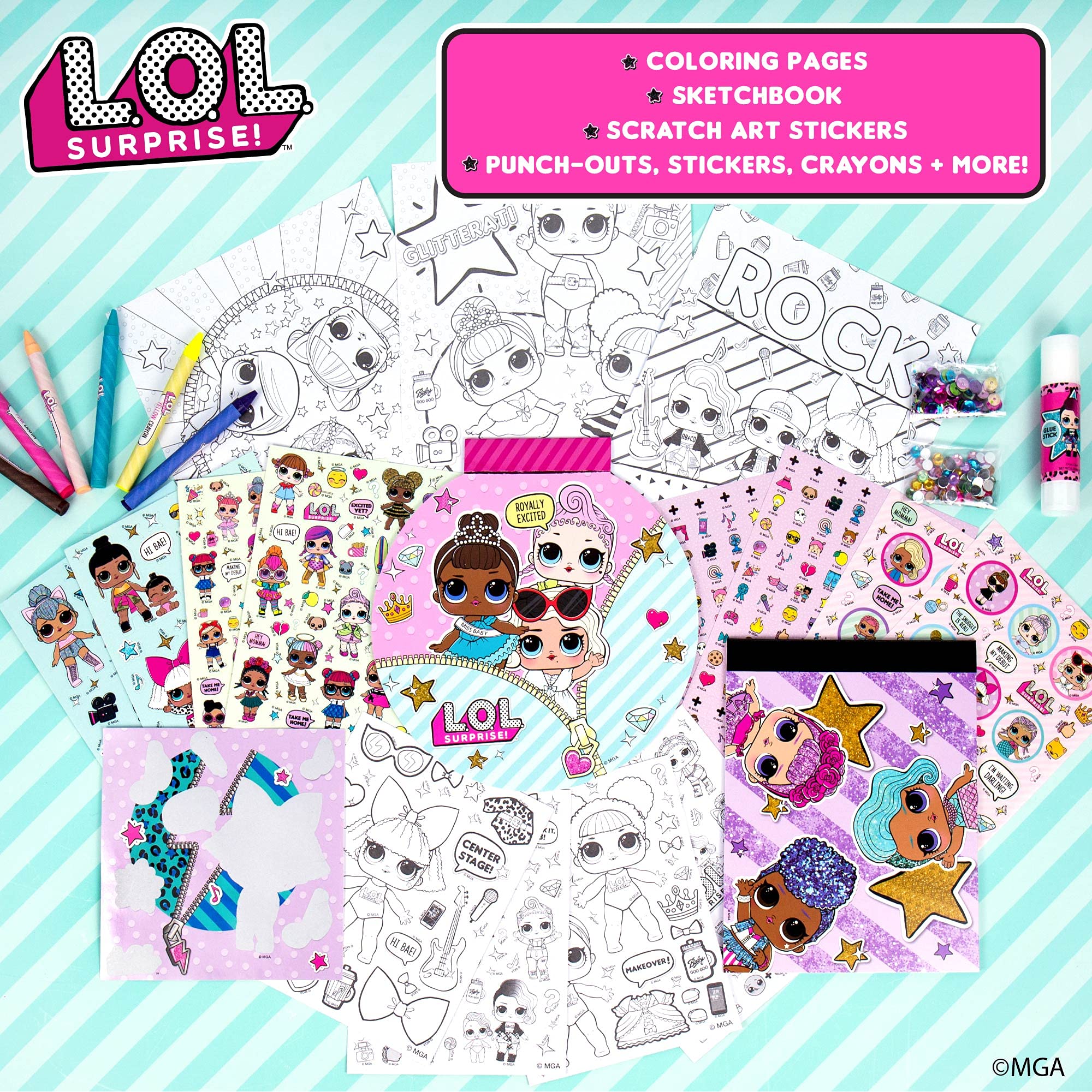 L.O.L. Surprise! Super Activity Set Studio by Horizon Group USA, Sketch & Create with Stickers & Gemstones, Multicolor