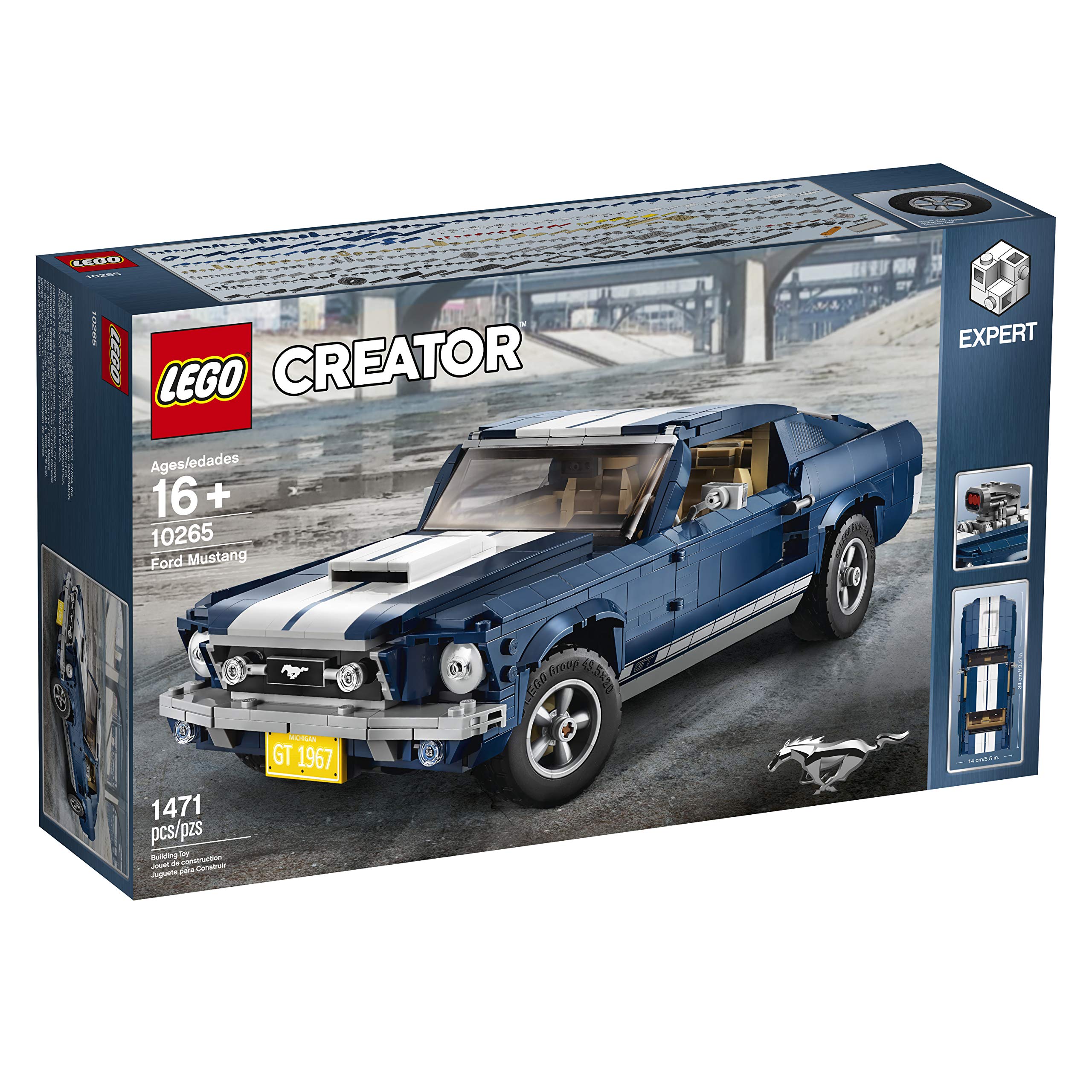 LEGO Creator Expert Ford Mustang 10265 Building Set - Exclusive Advanced Collector's Car Model, Featuring Detailed Interior, V8 Engine, Home and Office Display, Collectible for Adults and Teens