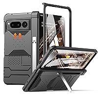 Google Pixel Fold Case with Hinge Protection, Build-in [ Front Screen Protector ] [ Foldable Kickstand & Camera Cover ] Hard PC Full Body Protection for Pixel Fold 5G, Black