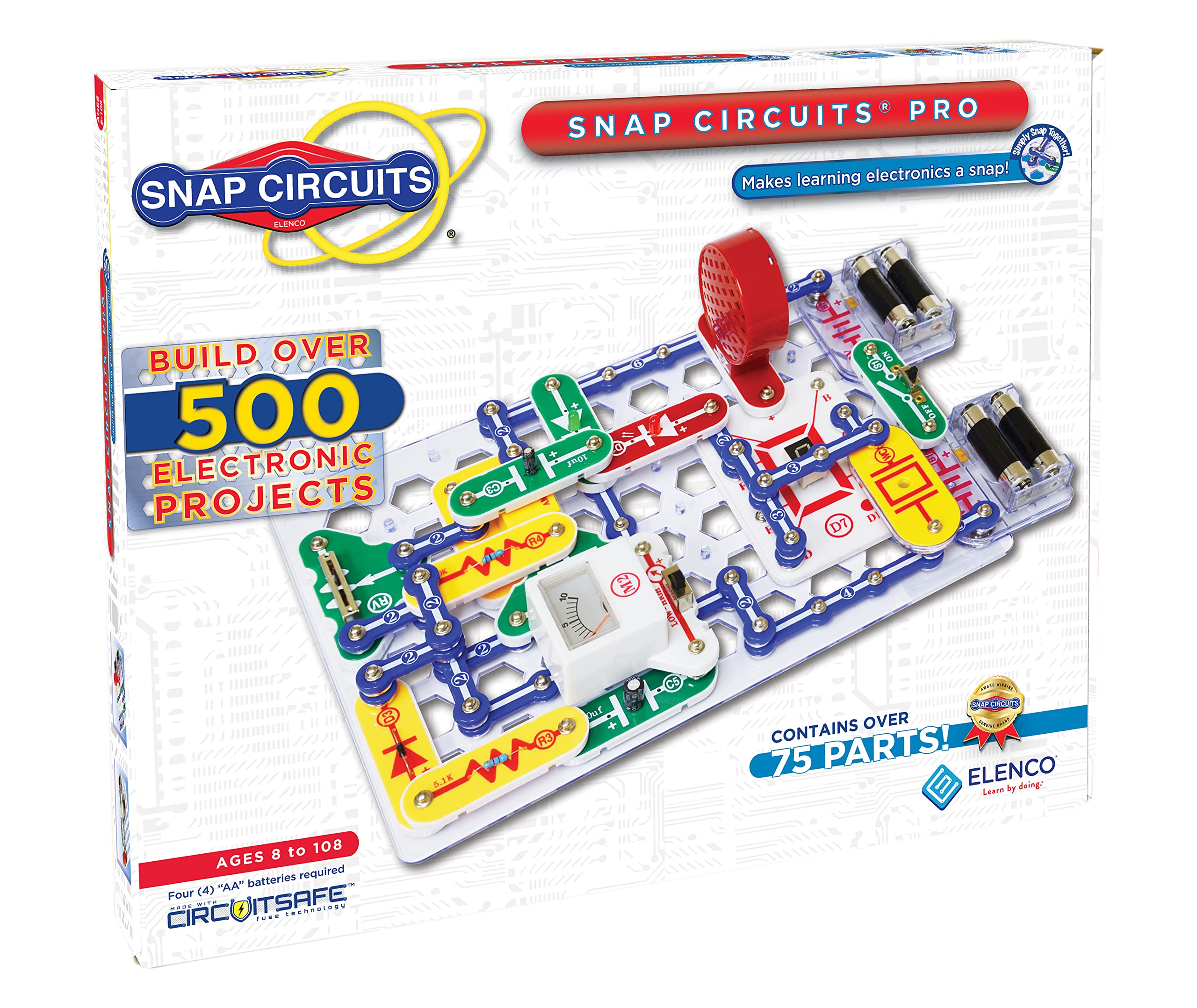 Snap Circuits Pro SC-500 Electronics Exploration Kit | Over 500 Projects | Full Color Project Manual | 75 + Snap Circuits Parts | STEM Educational Toy for Kids 8 +