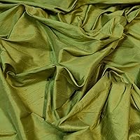 Dark Moss Green Dupioni Silk, 100% Silk Fabric, by The Yard, 54