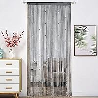 Beaded Curtain Beads Door String Curtains Ideal for Living Room Decor Wall Hanging Fringe Doorway Divider Bedroom Backdrop Hippie Window Closet Privacy Rod Pocket Dense (100x200cm,Grey)