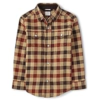 Boys' and Toddler Long Sleeve Plaid Button Up Shirts
