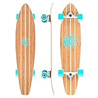 Bamboo Longboard Skateboard. Cruiser Drop Deck Long Board for Cruising, Carving and Freestyle Fun - Ideal Great Board for Beginner, Intermediate, or Advanced Riders.