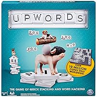 Upwords, The Game of Quick Stacking & Word Hacking with Stackable Letter Tiles, 2022 Edition | Word Games | Board Games for Kids 8-12 | Family Games for Ages 8+
