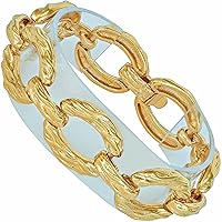 LIFETIME JEWELRY Grooved O-Link Bracelet for Men and Women 24k Real Gold Plated