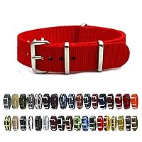HNS 18mm Red Ballistic Nylon Watch Strap Polished Stainless Steel Buckle NT091