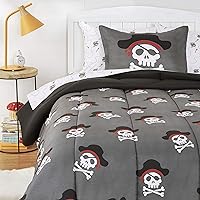 Amazon Basics Kid's Easy-Wash Microfiber Bed-in-a-Bag 5-Piece Bedding Set, Twin, Pirate Cove
