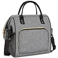 Lunch Bags for Women Insulated, Lunch Cooler Bag for Work, Leak Proof Large Lunch Tote Bag, Lunch Bag with Adjustable Shoulder Strap for Office/Picnic/Fishing/Beach(Grey)