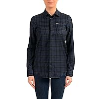 DSQUARED2 Women's 100% Wool Plaid Long Sleeve Button Down Shirt US XS IT 38