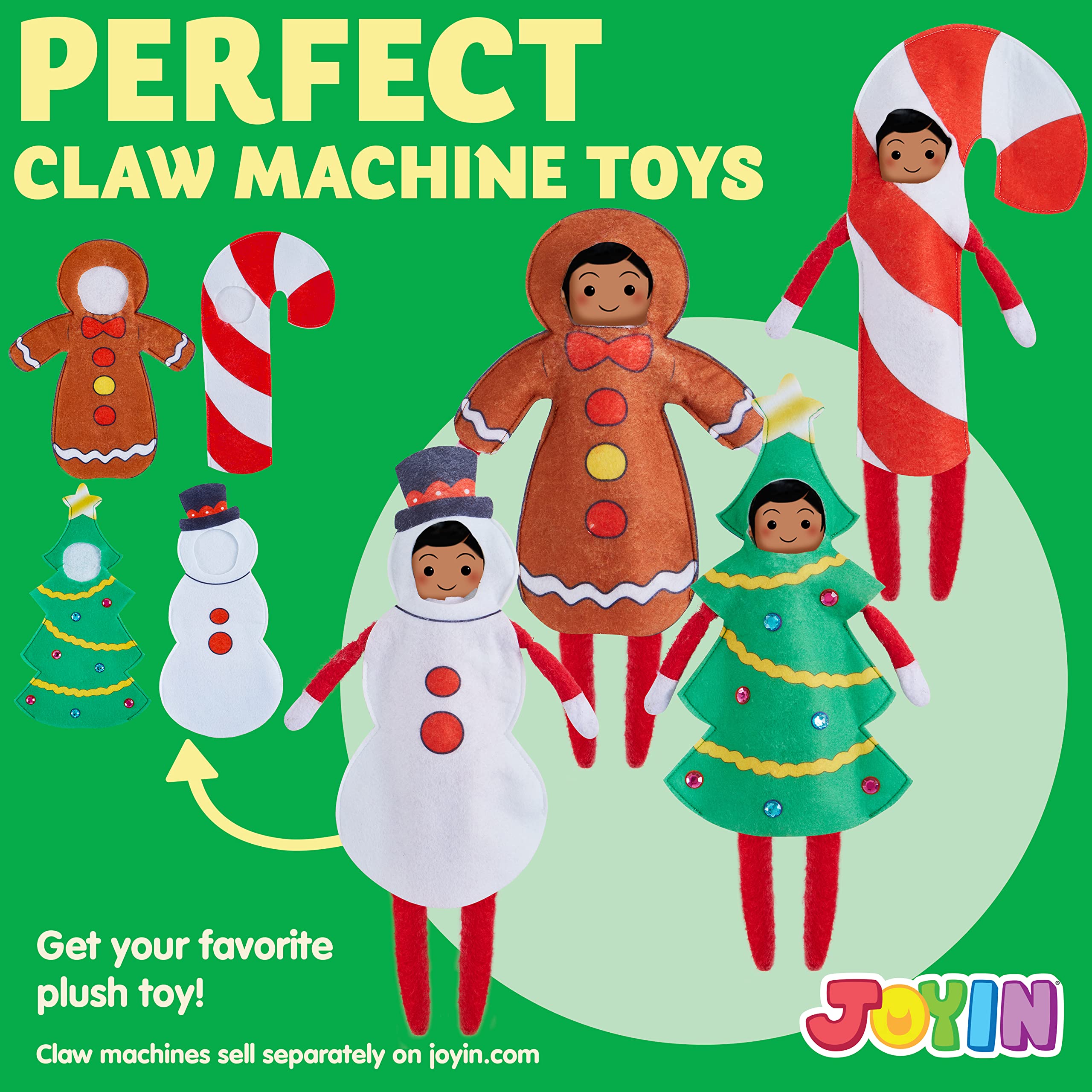 JOYIN 4 Packs Elf Couture Clothing for Elf Doll Christmas Elf Doll Couture with Candy Cane, Christmas Tree, Snowman, and Gingerbread Designs Doll Outfit for Christmas Decor, Holiday Specials