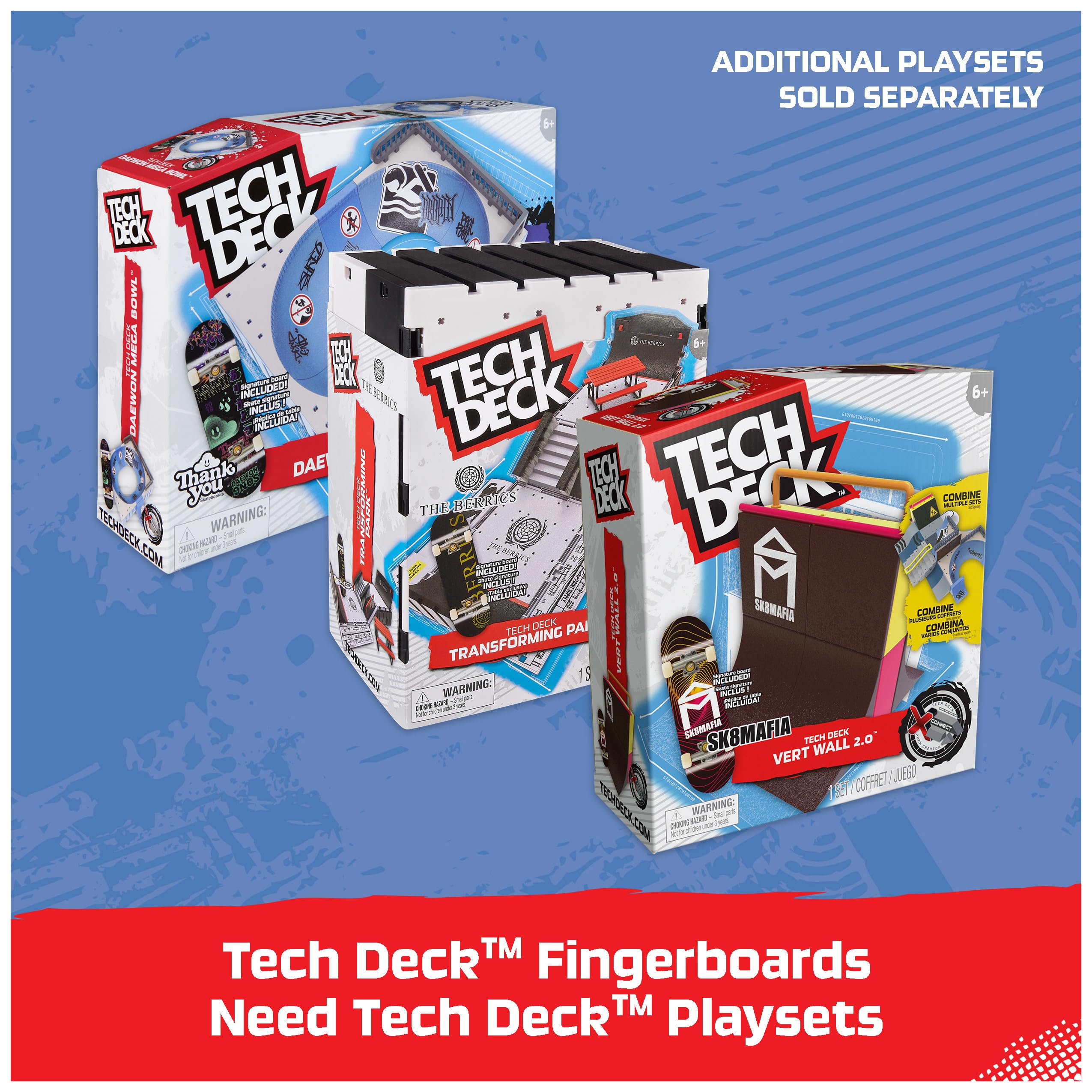 TECH DECK, 25th Anniversary 8-Pack Fingerboards with Exclusive Figure, Collectible and Customizable Mini Skateboards, Kids Toys for Ages 6 and up