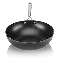 TECHEF - Onyx Collection, 12-Inch Nonstick Flat Bottom Wok/Stir-Fry Pan - PFOA Free, Dishwasher and Oven Safe, Made in Korea