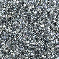 Miyuki Square/Cube Beads 1.8mm Grey Transparent AB APX 20 Gram Vial Japanese Glass Beads