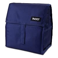 PackIt® Freezable Lunch Bag, True Blue, Built with EcoFreeze® Technology, Foldable, Reusable, Zip and Velcro Closure with Buckle Handle, Designed for Work Lunches and Fresh Lunch On the Go
