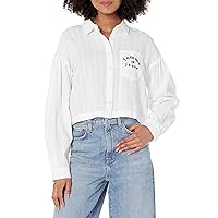 Tommy Hilfiger Women's Cropped Chambray Long Sleeve Button Up, Bright White, X-Large
