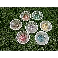 Jet Natural Crystal Quartz 7 Chakra Sanskrit 2 inch Bowl Set Carved Rare Crystal Free Booklet Crystal Therapy Image is JUST A Reference.