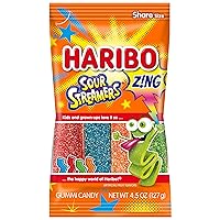 HARIBO Gummi Candy, Z!NG Sour Streamers, 4.5 oz. Bag (Pack of 12)