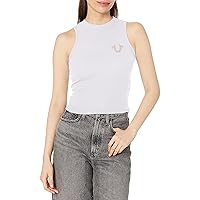 True Religion Women's Crystal Mock Neck Tank