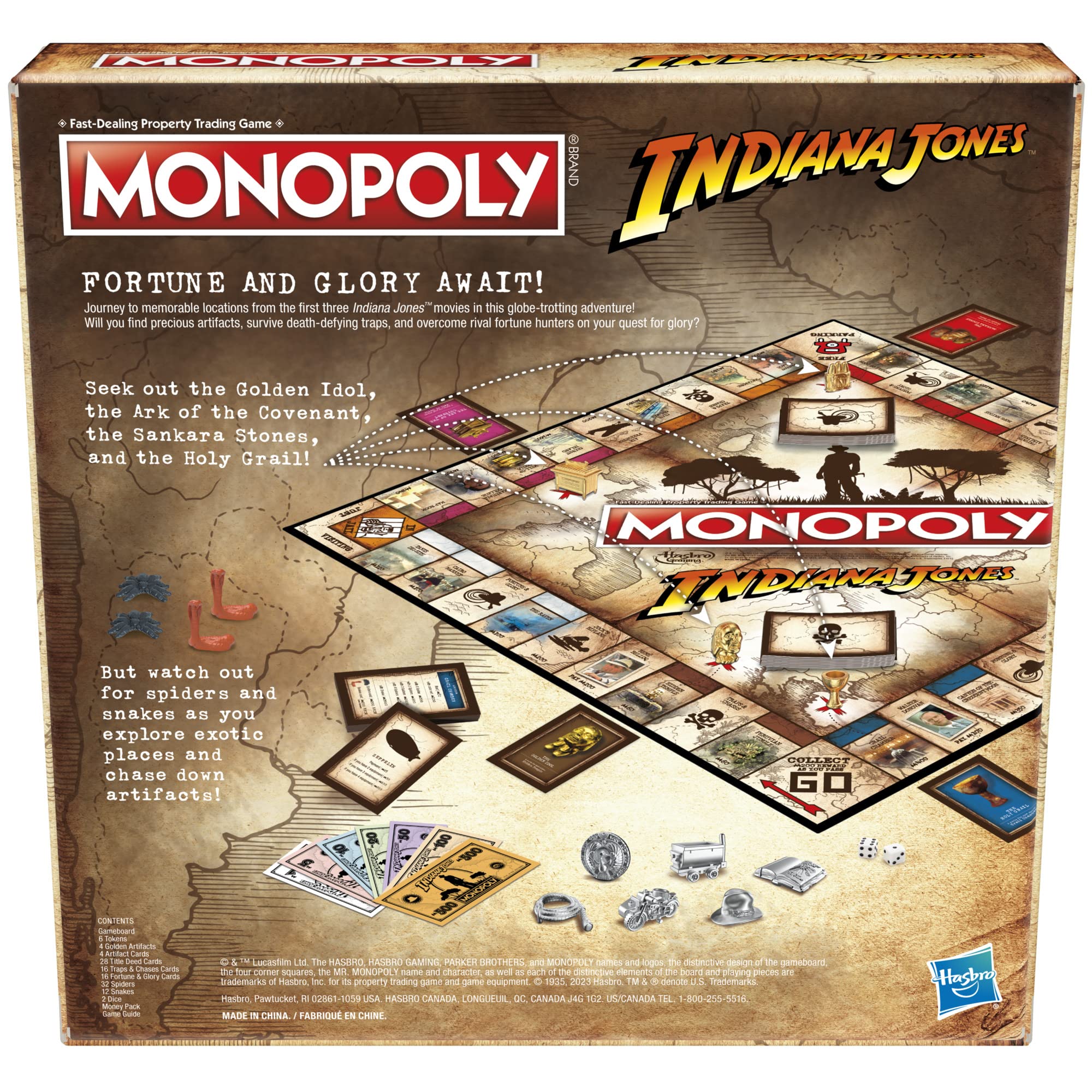 Hasbro Gaming Monopoly Indiana Jones Game,Inspired by The Indiana Jones Movies,Board Game for 2-6 Players,for Kids Ages 8 and Up