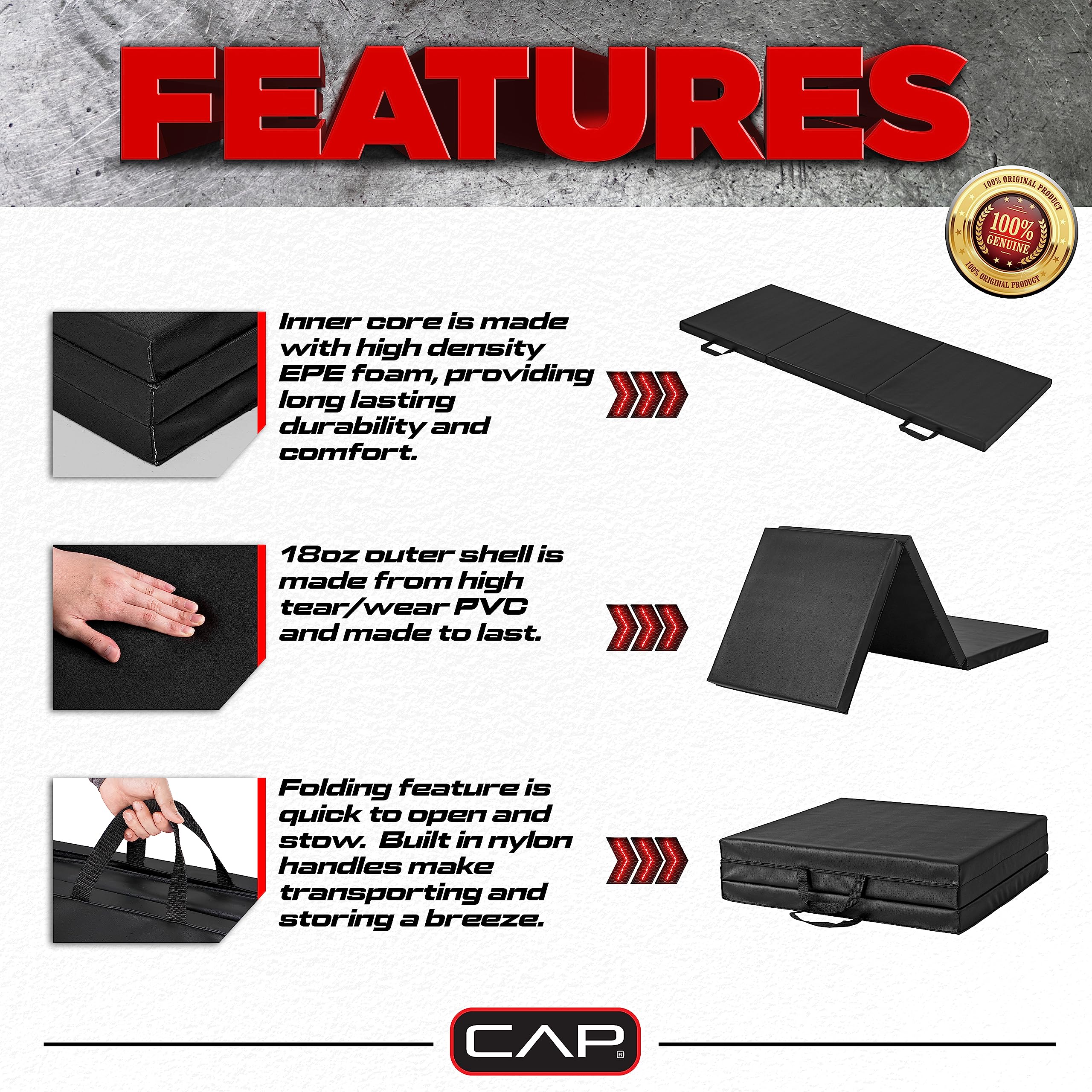 CAP Barbell All Purpose Folding Anti Tear Exercise Training Aerobic Fitness Gym & Gymnastics Balance Mat | Multiple options